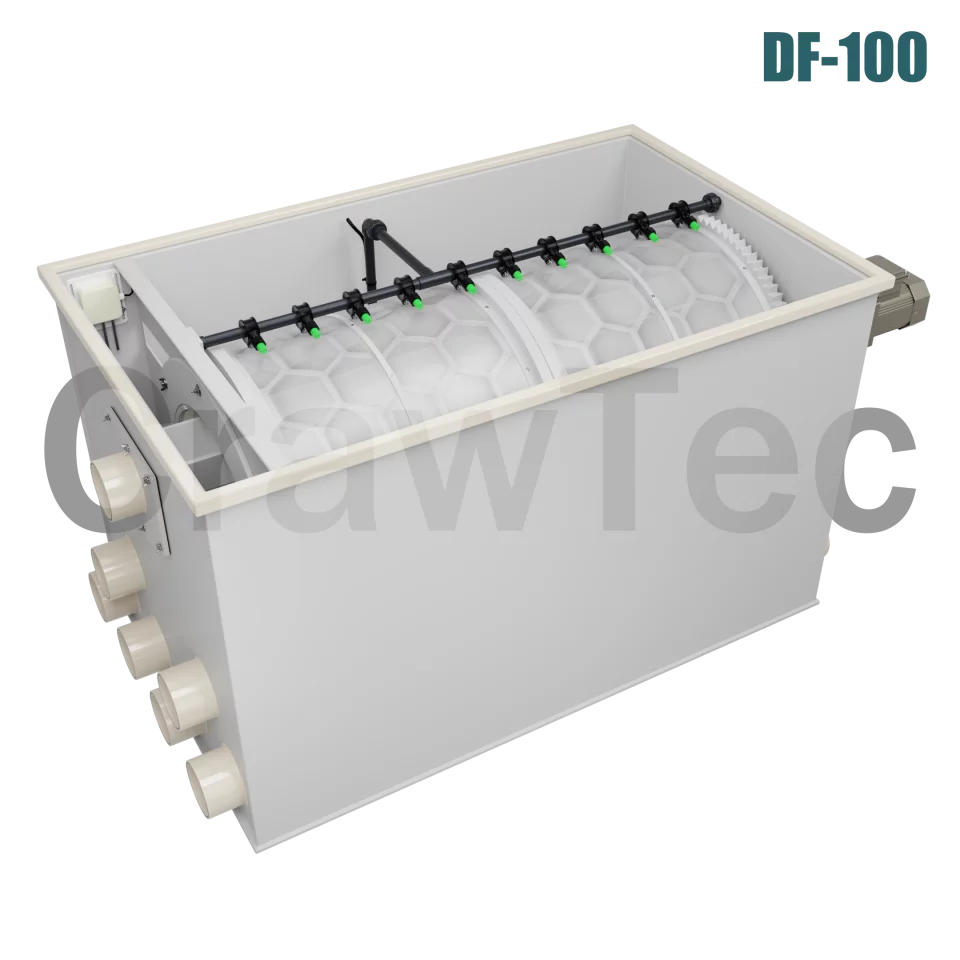 Drum Filter CrawTec DF100 (100 m³) for Industrial Aquaculture Systems