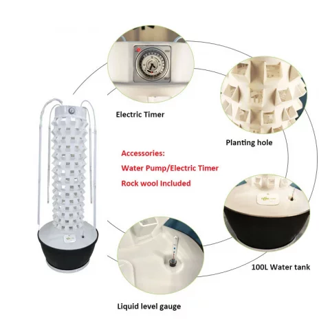 LYINE 12P Vertical Hydroponic Tower System (180–240 Plants) 8
